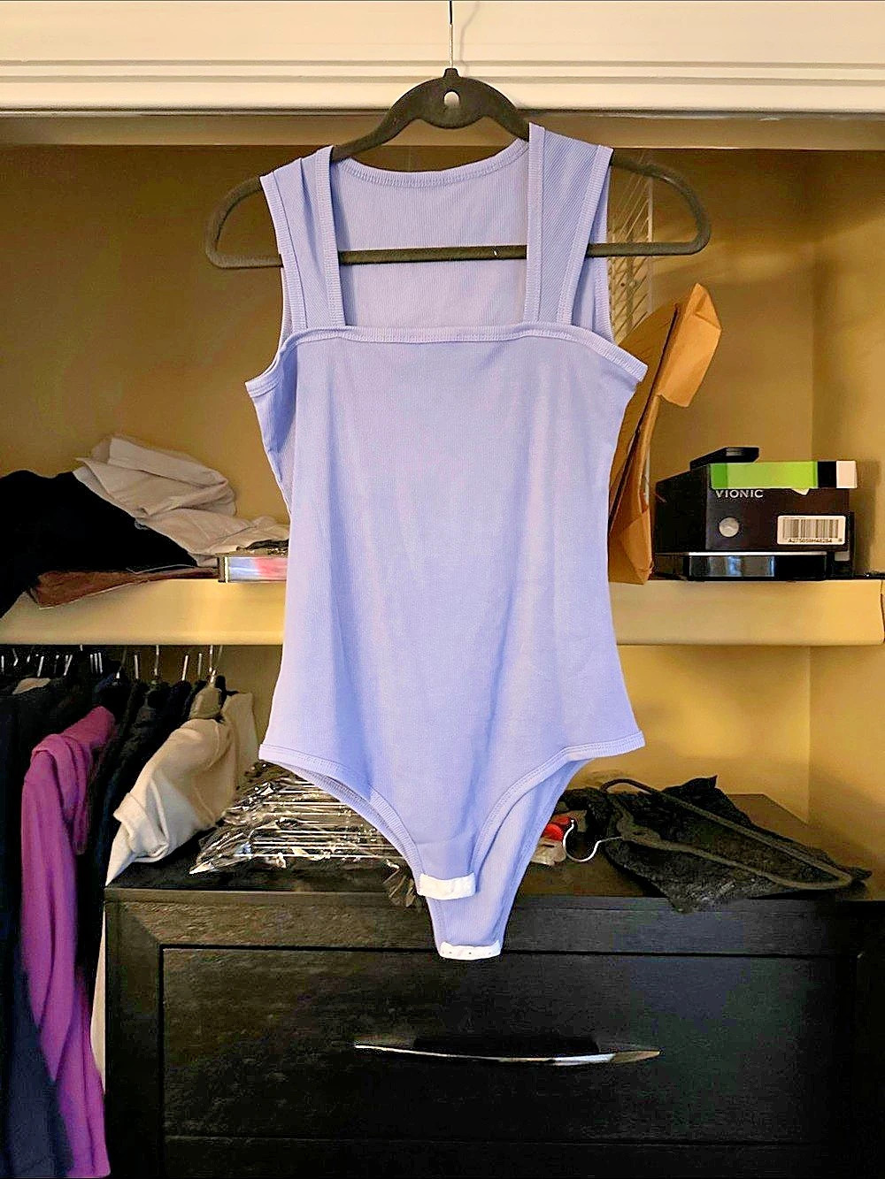 Ribbed Bodysuit in Purple Like New